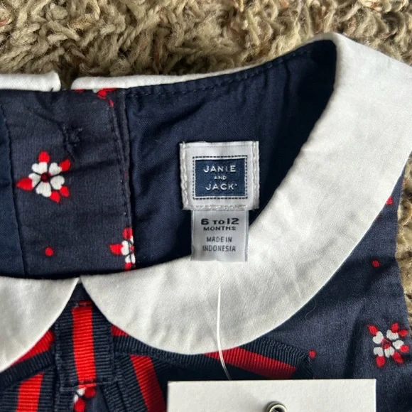 Janie and Jack Navy Red Floral Peplum Top NWT | Size 6-12 Months - Picture 2 of 6